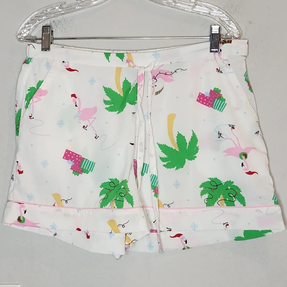 Cynthia Rowley Christmas‎ Flamingo Palm Trees Pj Shorts. Size L. New.